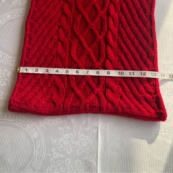 New York & Company Hot Red Knitted Winter Neck Scarf OSFM Chain-Link Design - Picture 7 of 15